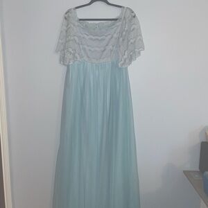 Flowy blue maternity dress